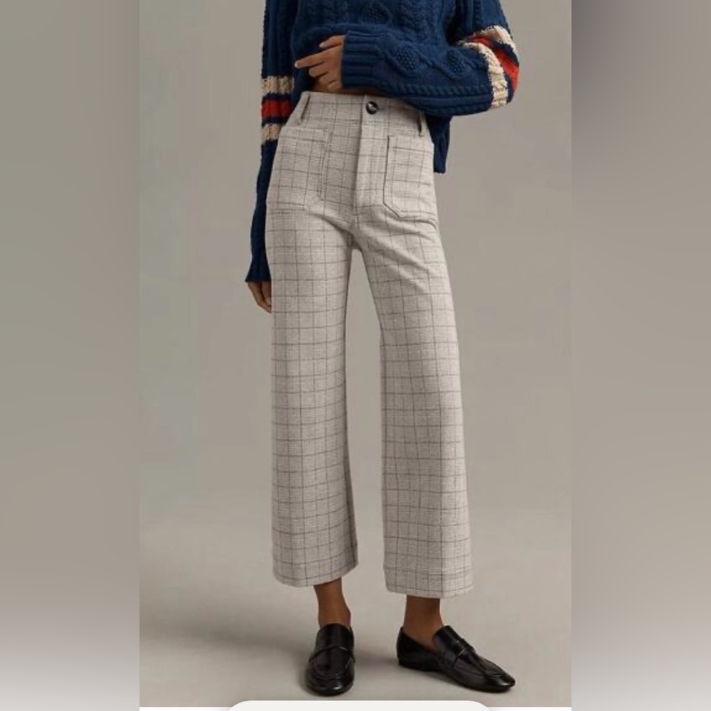 Maeve Colette pants cropped grey plaid